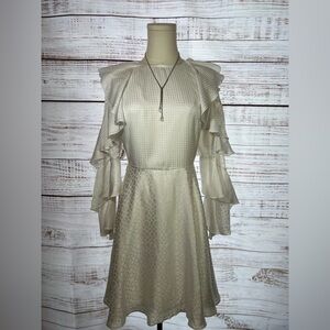 ASOS Cream Ruffled Tiered Long Sleeve Sundress‎